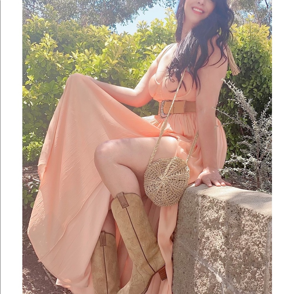 Long Coral maxi dress